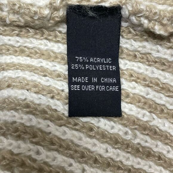 Fortune+Ivy Tan and White Knit Longline Open Front Cardigan - Picture 6 of 6